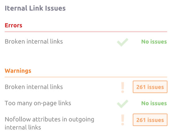 Internal Linking - Broken links